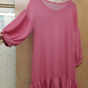 Hot pink boho tunic dress L